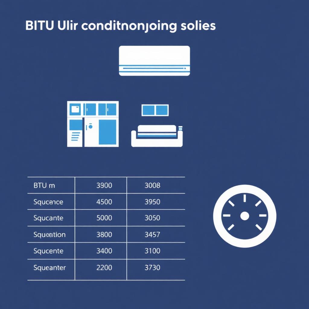 Tabla orientativa para calcular los BTU de un aire acondicionado según los metros cuadrados.