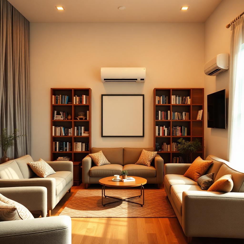 Sala de estar familiar climatizada con aire acondicionado